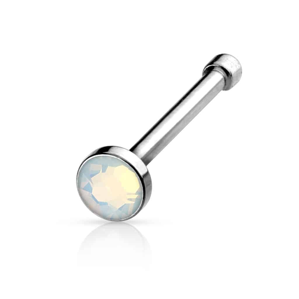 Neus bone piercing met een opaal steentje in verschillende kleuren