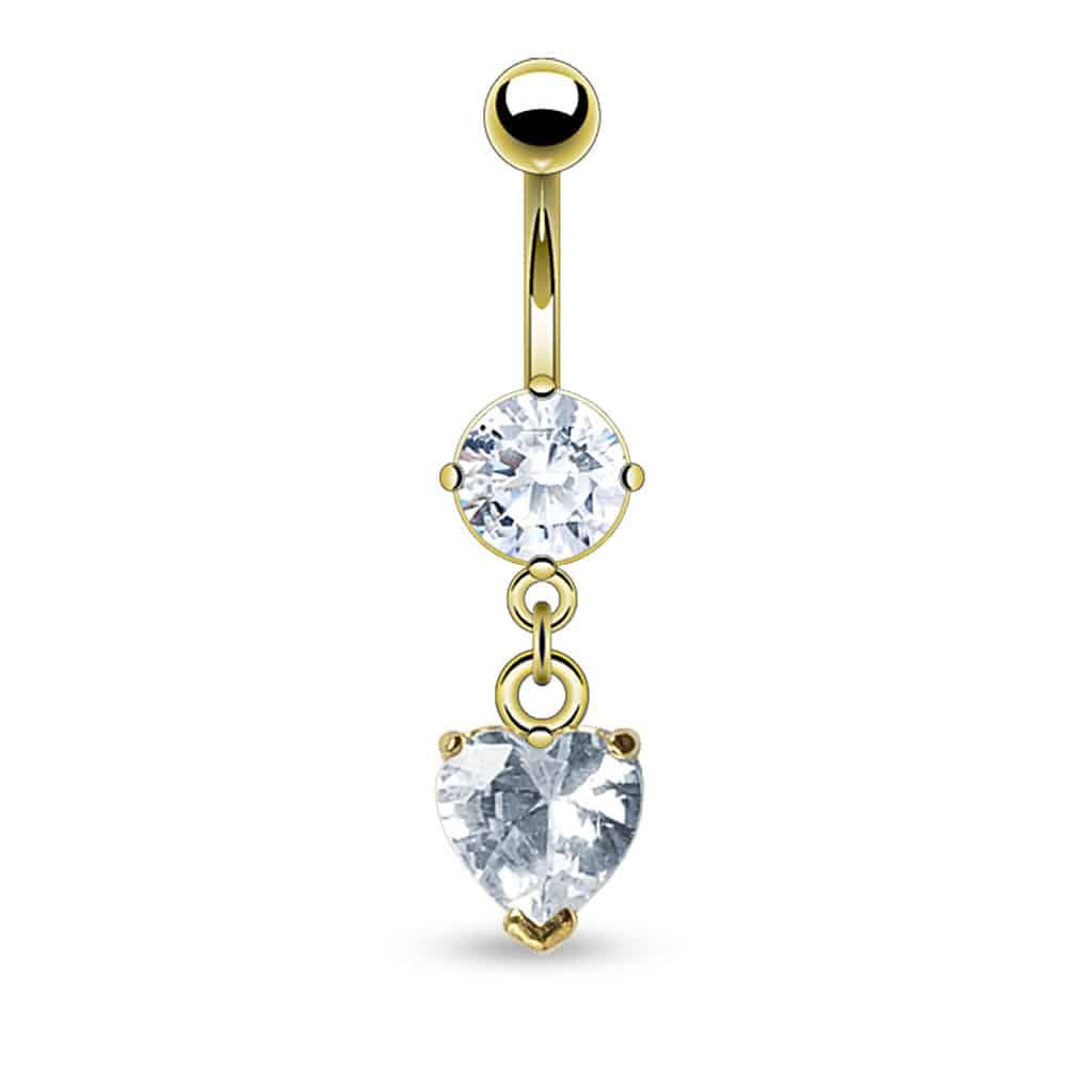 Hartvormige CZ navelpiercing in 316L chirurgisch staal
