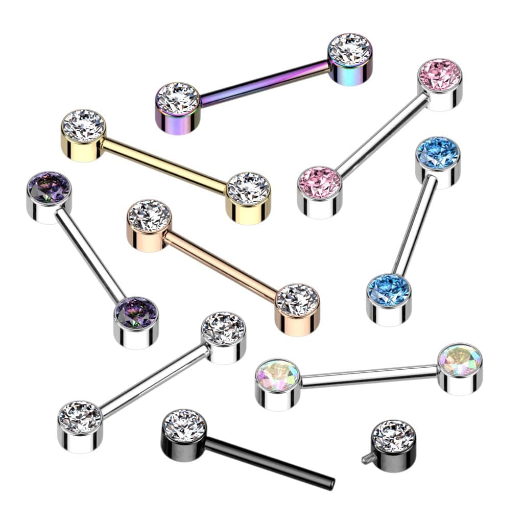 Tepelpiercing met fonkelende zirconia steentjes
