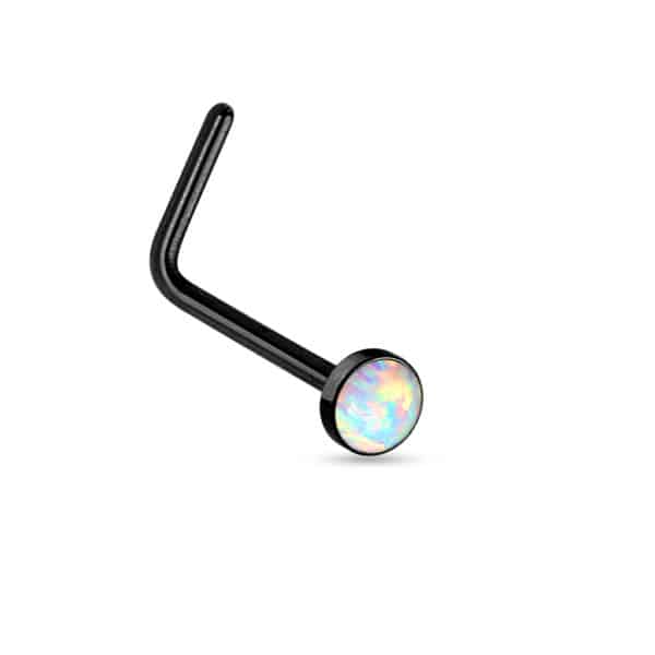 Neus stud piercing in verschillende kleuren met witte opaal steen - Afbeelding 3