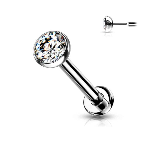 Titanium Threadless Push in Labret met CZ steentje in verschillende kleuren - Afbeelding 18
