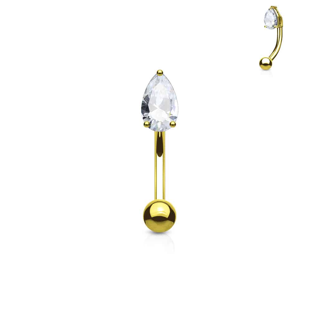 Gebogen barbell met CZ prong-set druppel in verschillende kleuren - Afbeelding 4