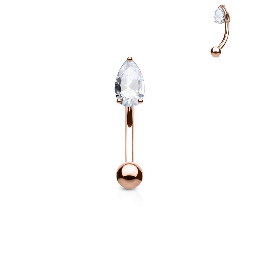 Gebogen barbell met CZ prong-set druppel in verschillende kleuren - Afbeelding 7