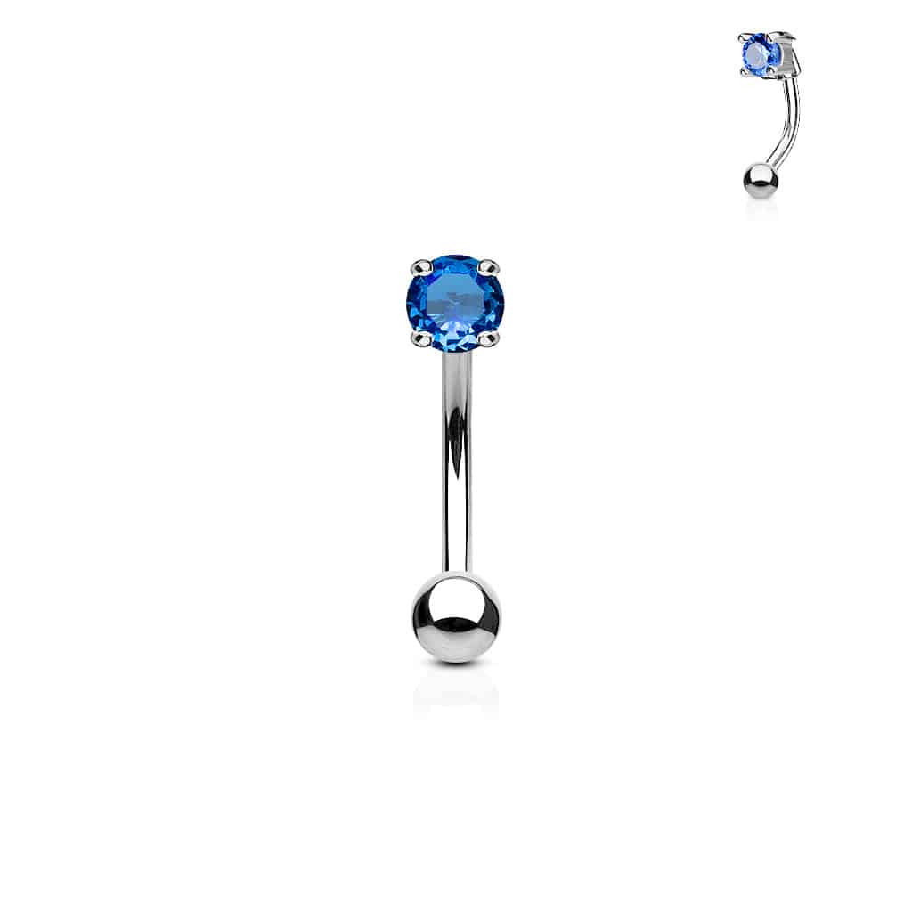 Gebogen barbell met CZ prong-set in verschillende kleuren - Afbeelding 3