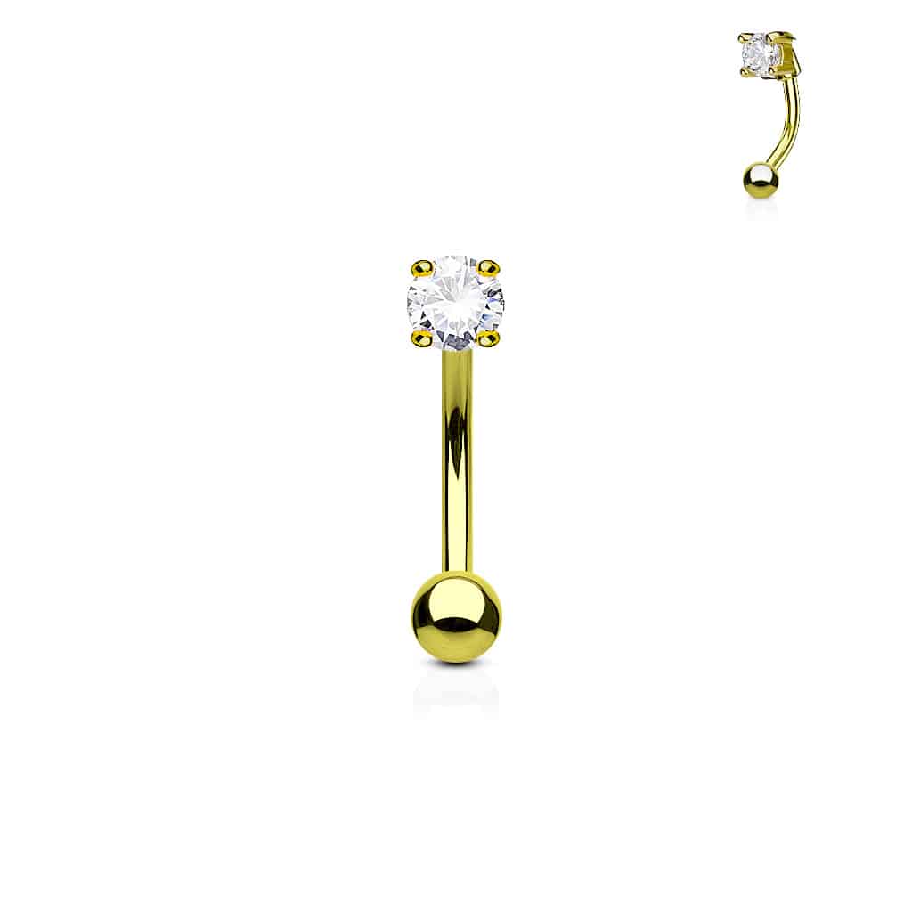 Gebogen barbell met CZ prong-set in verschillende kleuren - Afbeelding 5