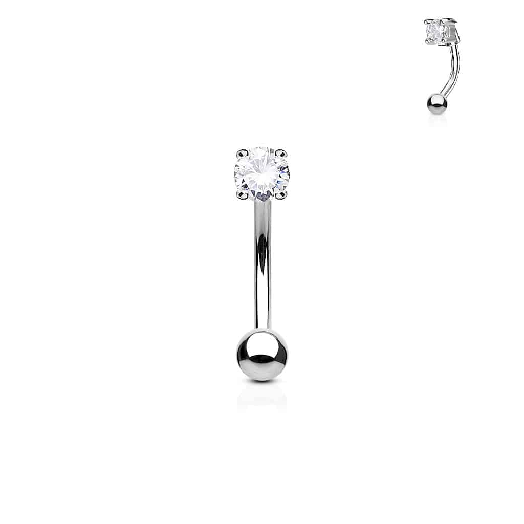 Gebogen barbell met CZ prong-set in verschillende kleuren - Afbeelding 4