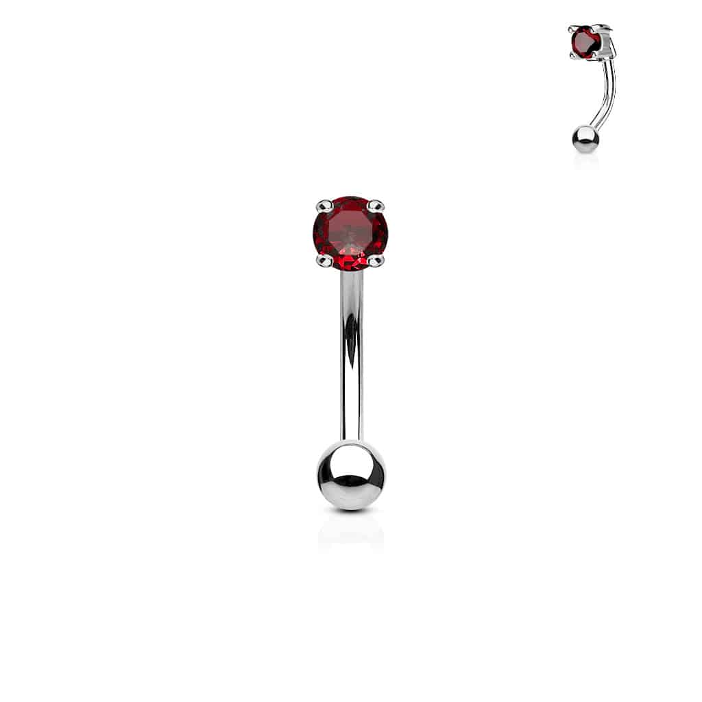 Gebogen barbell met CZ prong-set in verschillende kleuren - Afbeelding 8