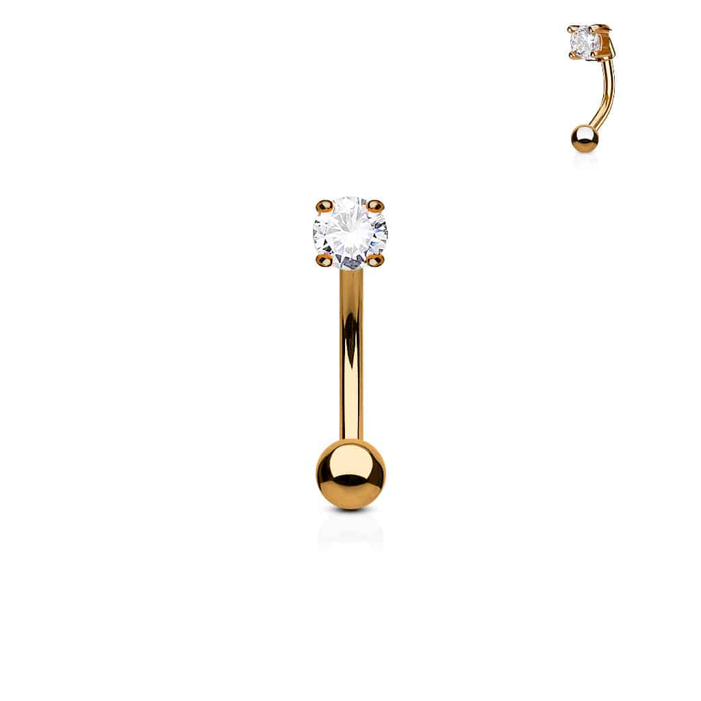 Gebogen barbell met CZ prong-set in verschillende kleuren - Afbeelding 9