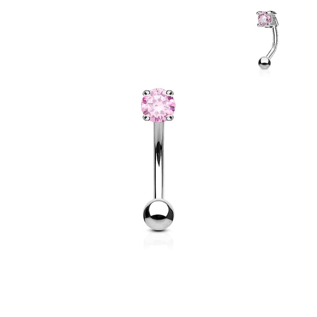Gebogen barbell met CZ prong-set in verschillende kleuren - Afbeelding 6
