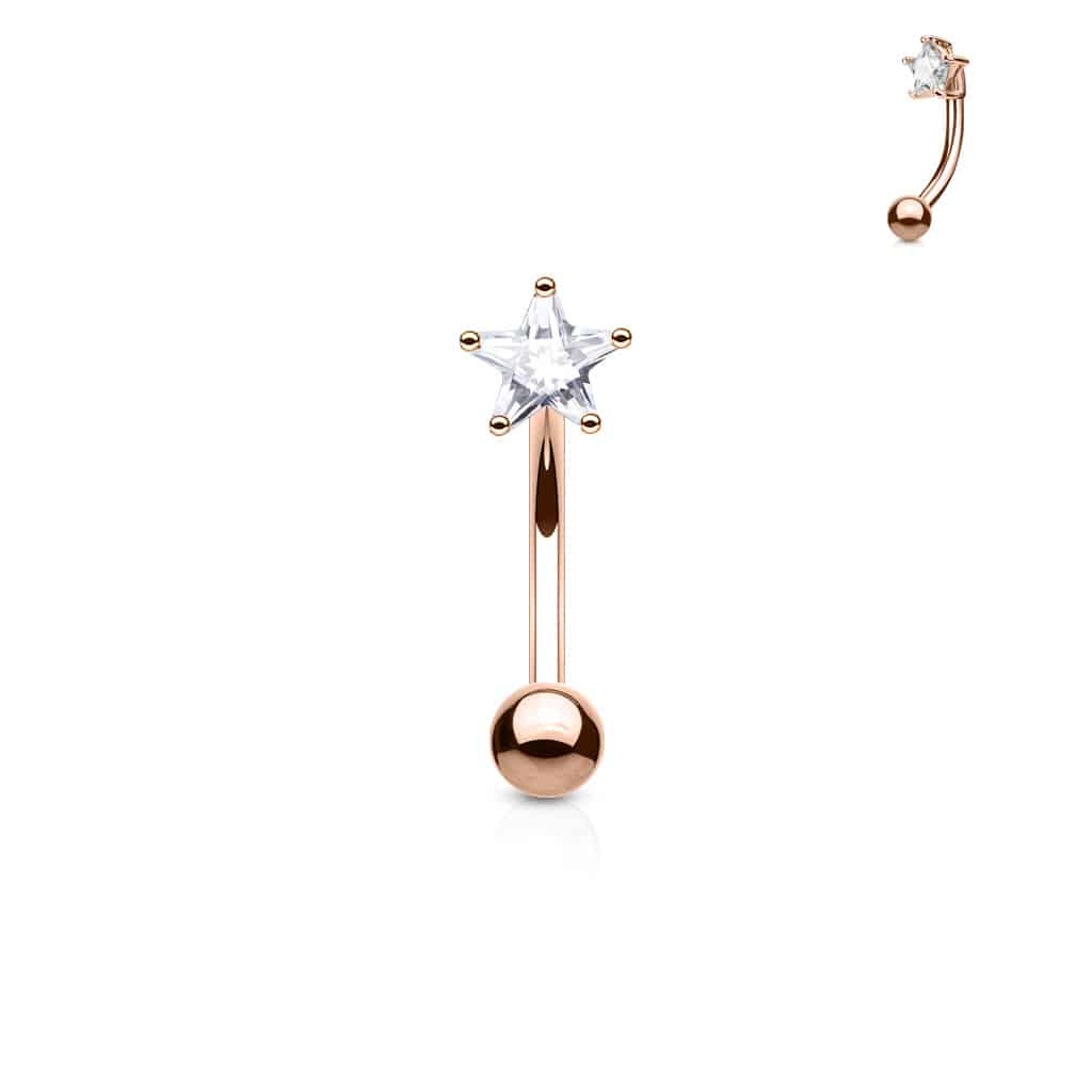 Gebogen barbell met CZ prong-set ster in verschillende kleuren - Afbeelding 7