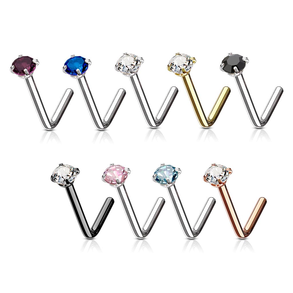 Neus stud met rond kristal in verschillende kleuren - Afbeelding 2