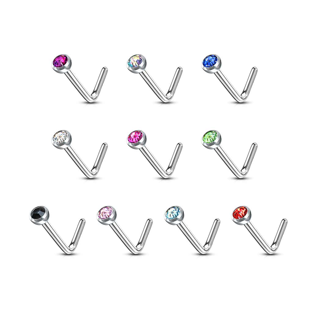Neus stud standaard met rond kristal - Afbeelding 3