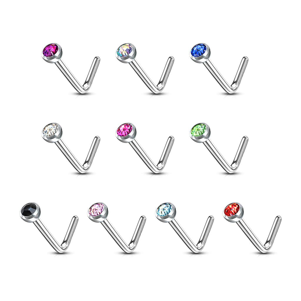 Neus stud standaard met rond kristal - Afbeelding 4