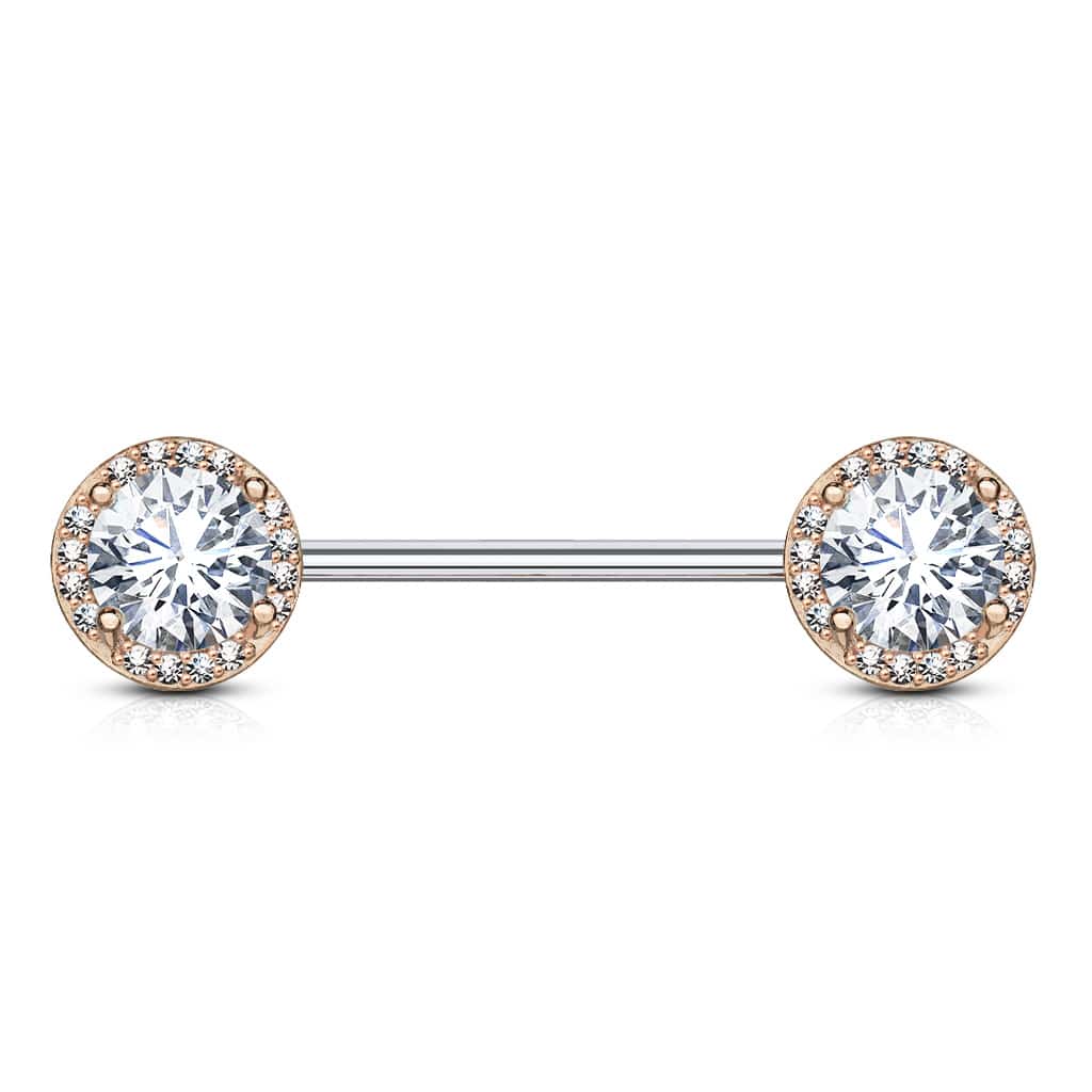 Tepelpiercing barbell met CZ stenen balletjes - Afbeelding 8
