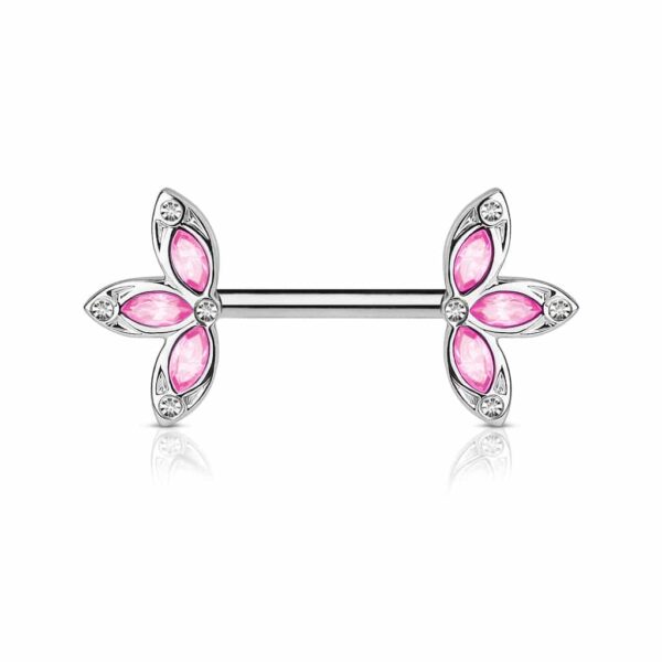 Tepelpiercing met blaadjes en steentjes - Afbeelding 4