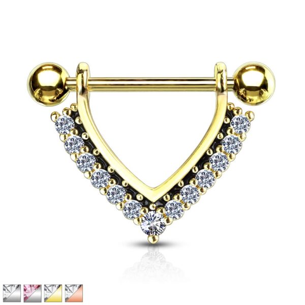Tepelpiercing schild met CZ stenen - Afbeelding 4