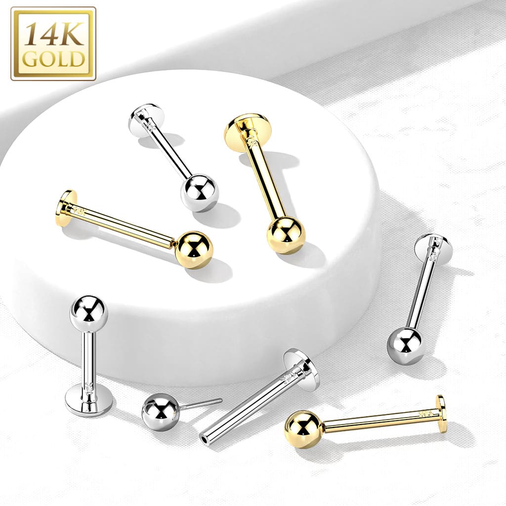 14K Gouden Threadless Labret – Met Balletje - Afbeelding 3