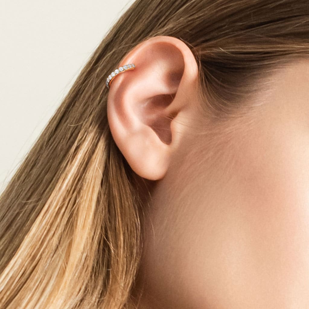 Ring met halve cirkel en sprankelende steentjes - Afbeelding 3